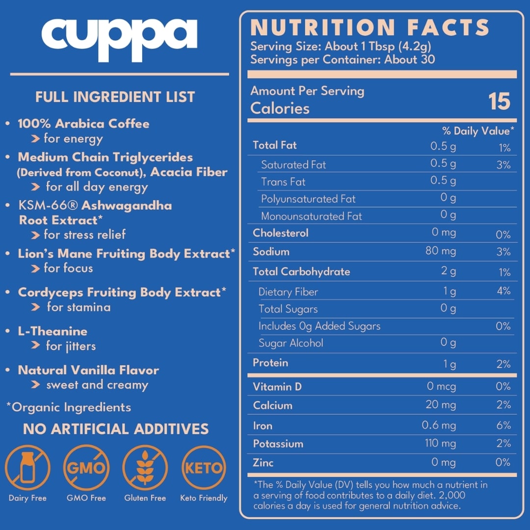 Cuppa Medium Roast Mushroom Coffee 30 Servings