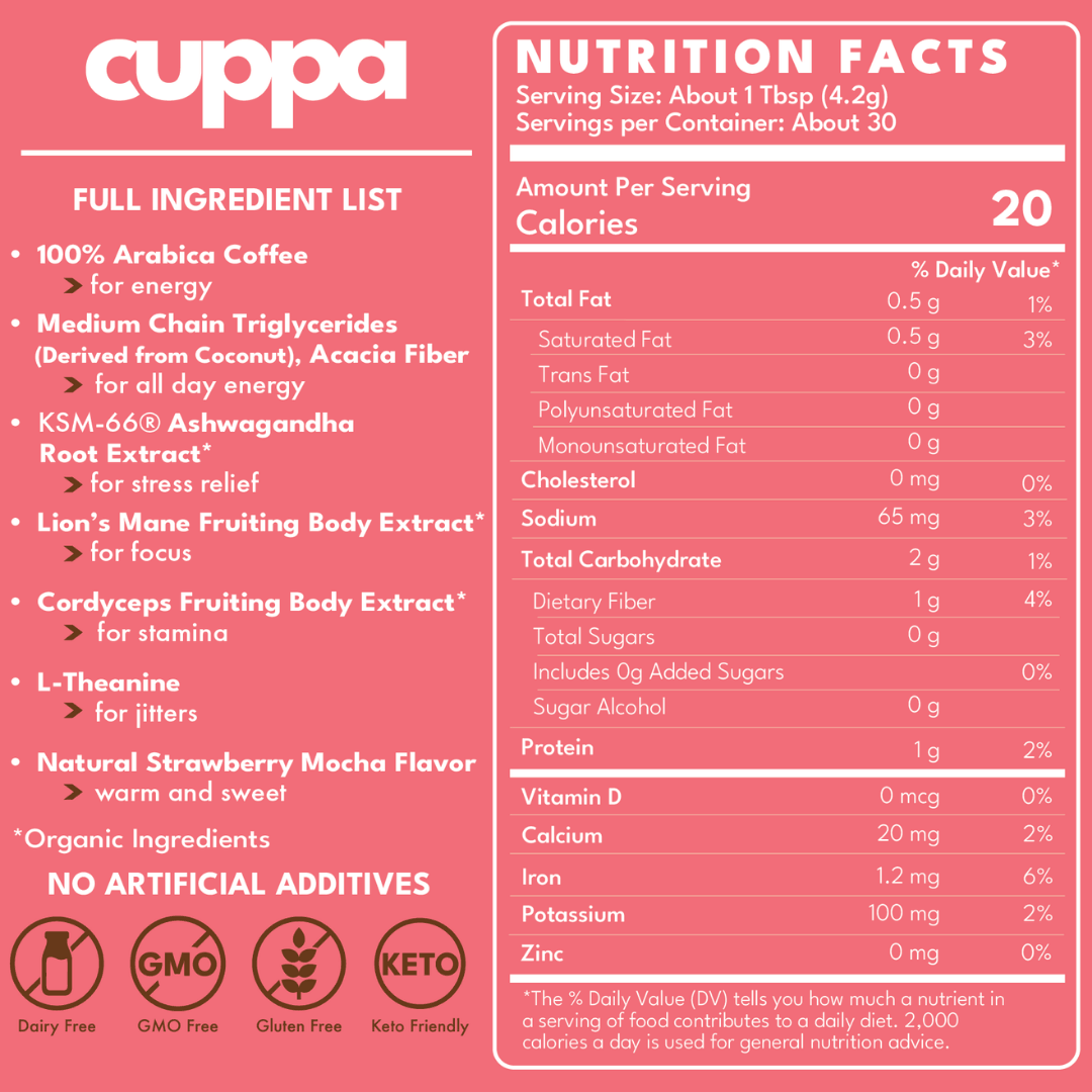 Cuppa Medium Roast Mushroom Coffee 30 Servings