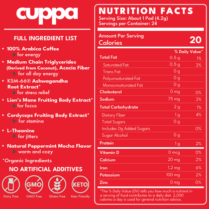 Cuppa Lion's Mane Ashwagandha Healthy Coffee 24 Servings