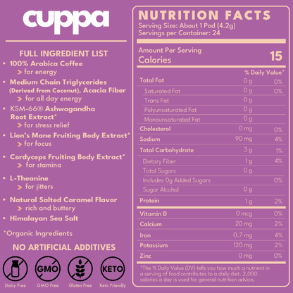 Cuppa Lion's Mane Ashwagandha Healthy Coffee 24 Servings